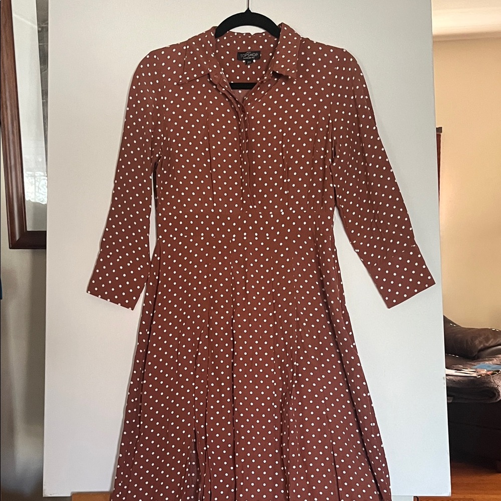 Polka Dot Brown Dress